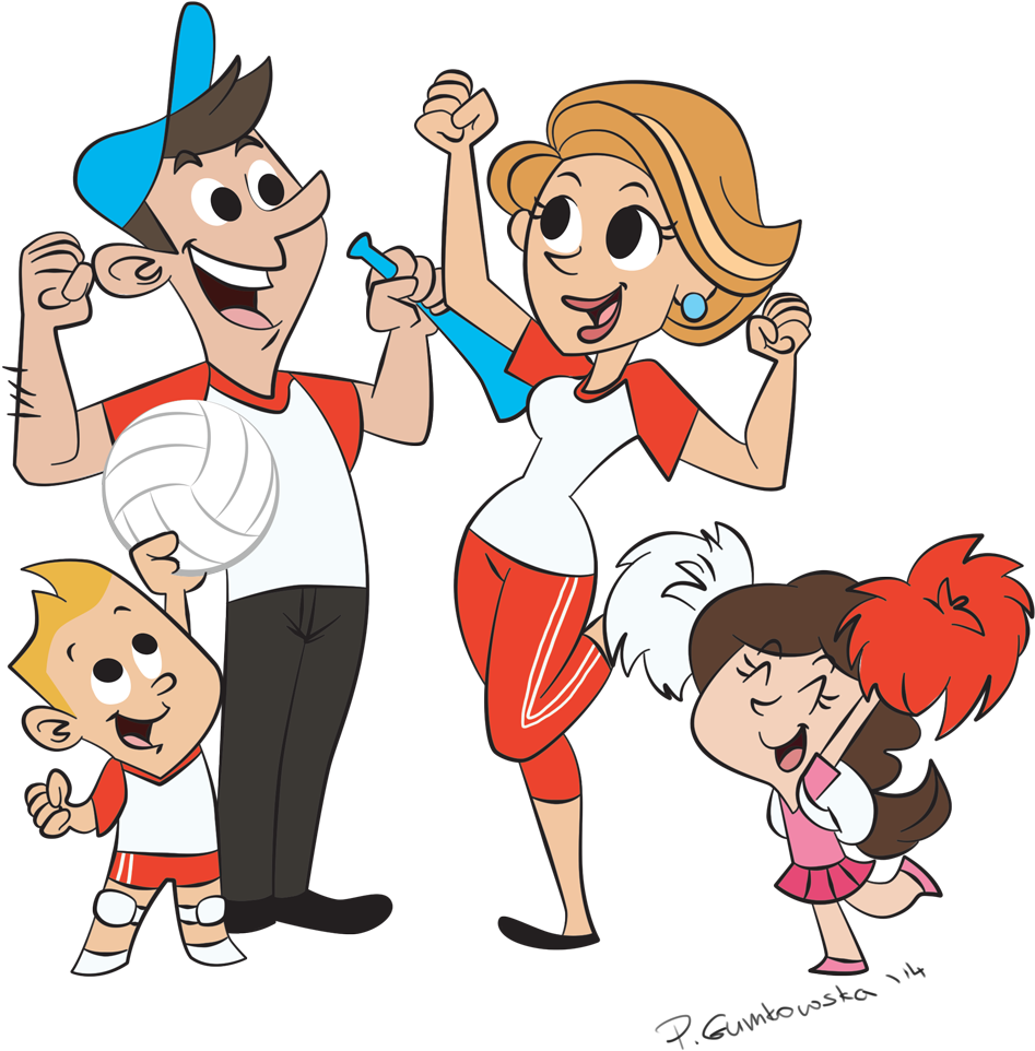 Cheering People Cartoon For Kids - Sticker (1000x1013)