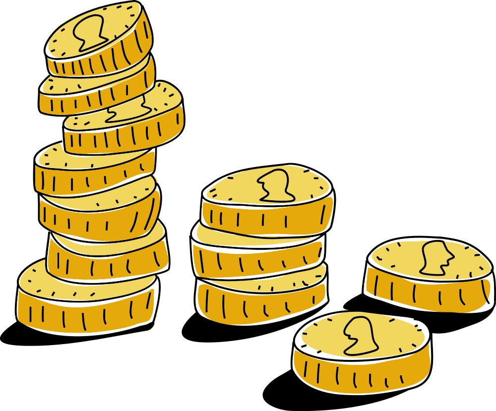 Gold Coins Illustration - Coins Illustration (1000x829)