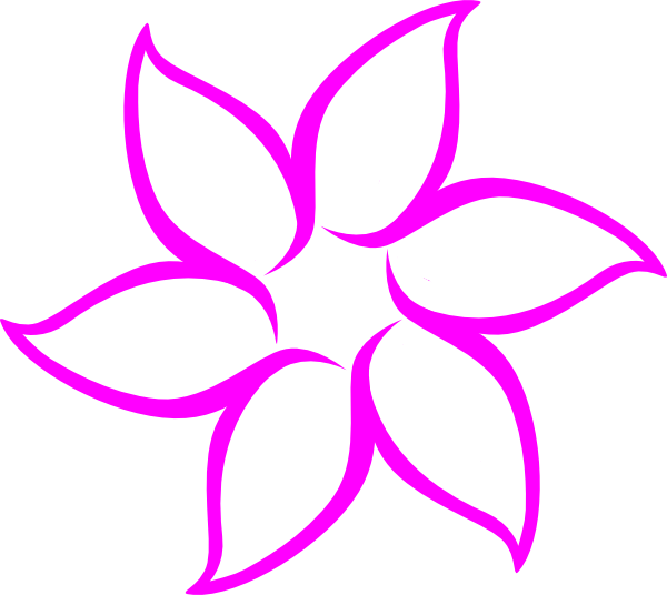 Pink Flower Outline Clip Art At Clker - Black And White Flower Design (600x536)