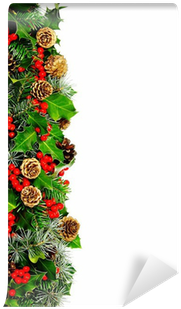 Fotobehang Kerst Hulst Rand Verticale • Pixers® - Christmas Holly Border (400x400)