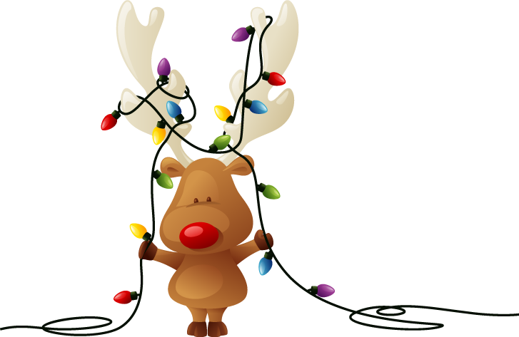 Transparent Christmas Lights Png For Kids - Cheery Reindeer From All Of Us Holiday Card (727x473)