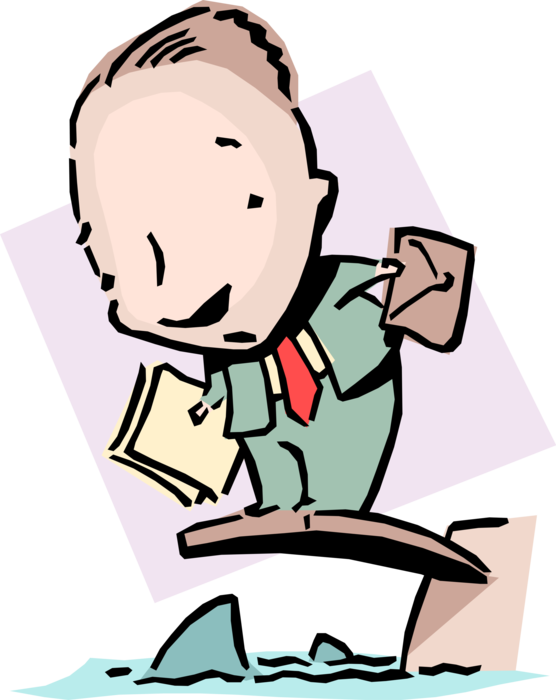 Vector Illustration Of Walking The Plank Idiom Businessman - Moneyness (556x700)