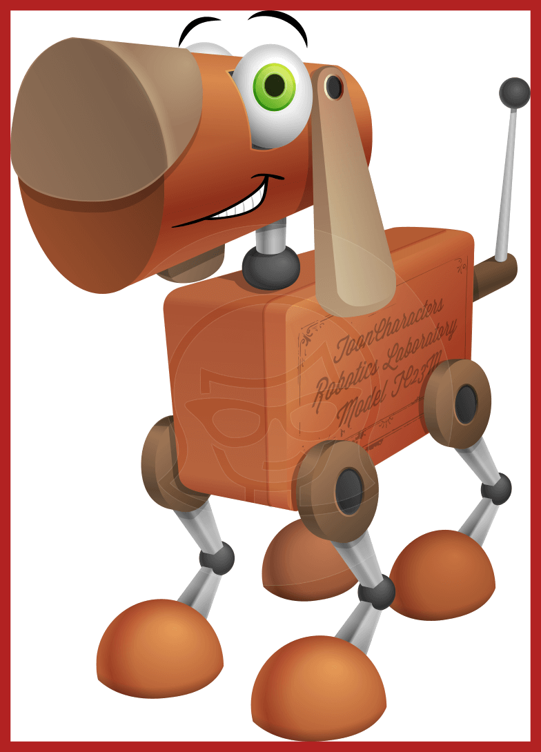 Stunning Robotic Dog Cartoon Character He Is Vector - Cartoon (784x1090)