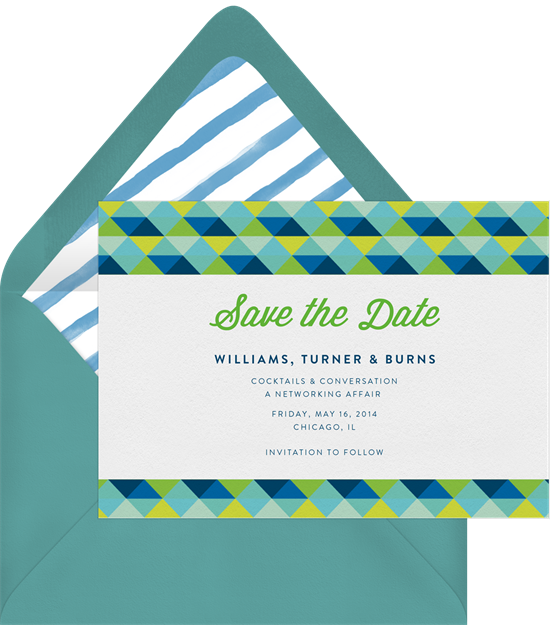 Colorful Quilt Save The Date In Green - Art Paper (550x625)