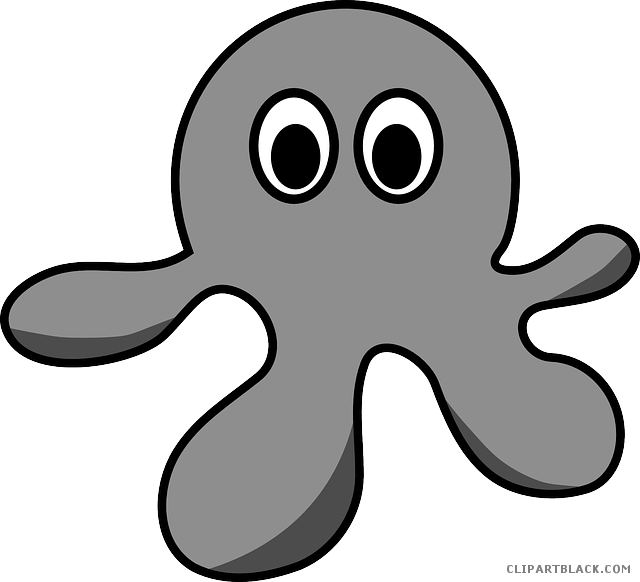 Octopus Animal Free Black White Clipart Images Clipartblack - Cartoon Octopus (640x582)