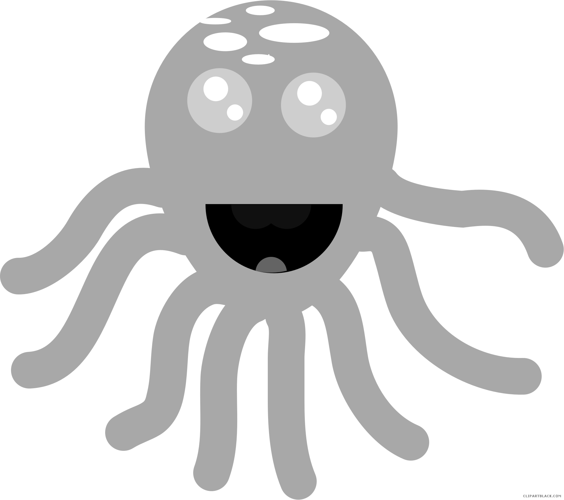 Impressive Octopus Animal Free Black White Clipart - Octopus (1845x1637)