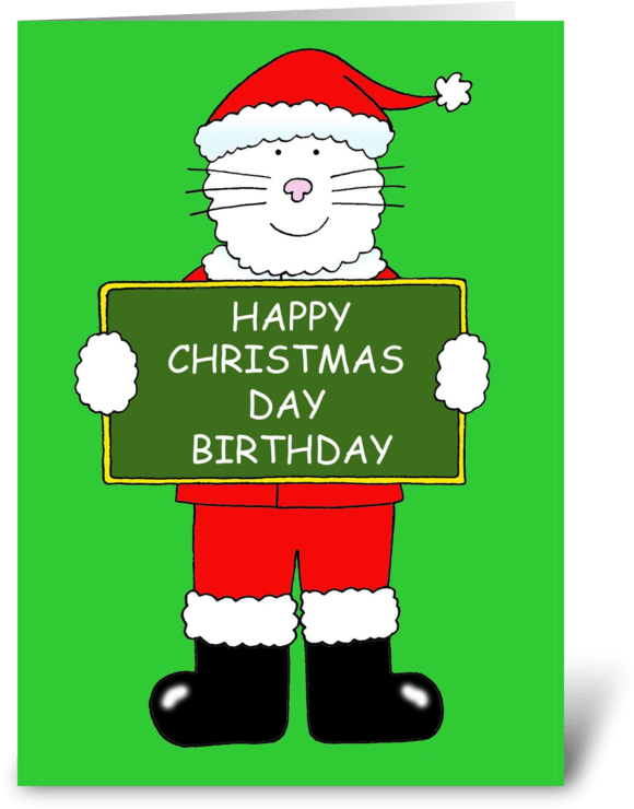 Happy Christmas Day Birthday Greeting Card - Cat In Santa Hat Happy Xmas Cousin. Card (1050x1188)