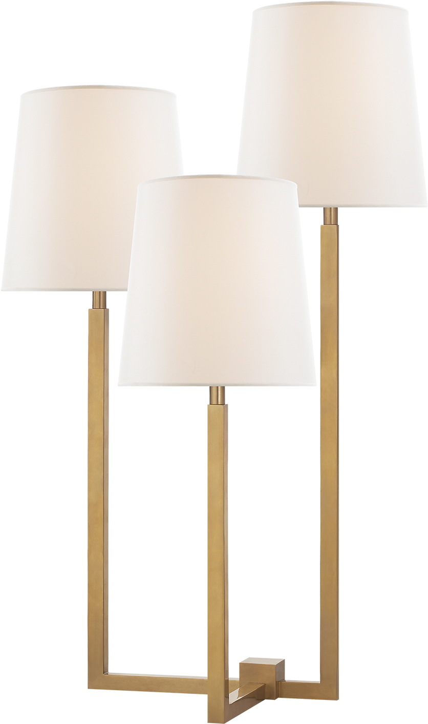 Margot Medium Triple Arm Table Lamp In Hand Rubbed - Lampshade (1440x1440)