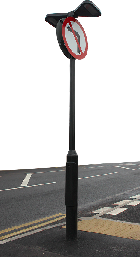 Large Base Post With Delta Led Sign Light - Road Sign Light (466x857)