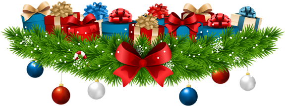 Christmas Decoration With Gifts Png Clip Art Image - Christmas Gifts Images Png (600x233)