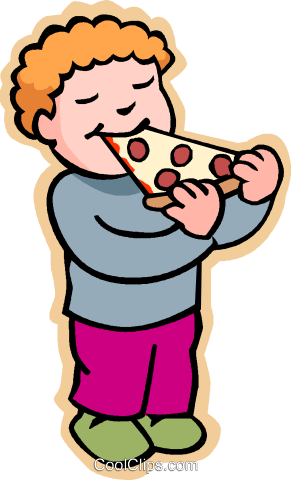 Children At Play, Kids, Boy Eating Pizza Royalty Free - Person Eating Pizza Clipart (291x480)