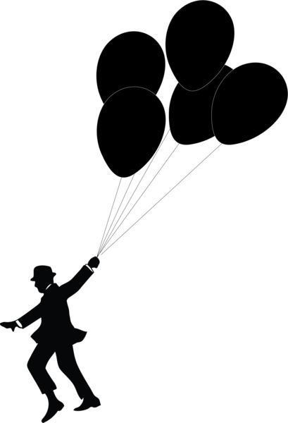 Balloon Clip Art Silhouette - Man Holding Balloons Silhouette (409x600)