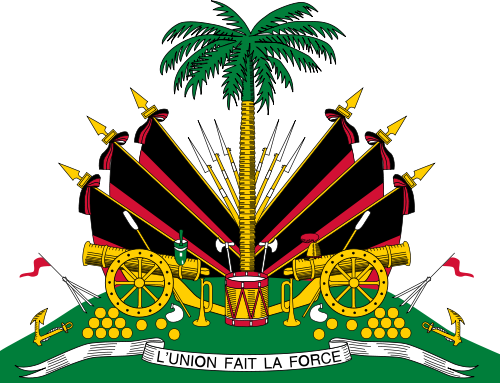 Located In The Antilles, In The Caribbean Sea, That - Haiti Coat Of Arms (500x383)
