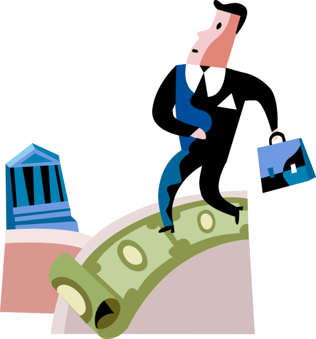 Vector Illustration Of Businessman Walks Sidewalk Paved - Vector Illustration Of Businessman Walks Sidewalk Paved (653x700)