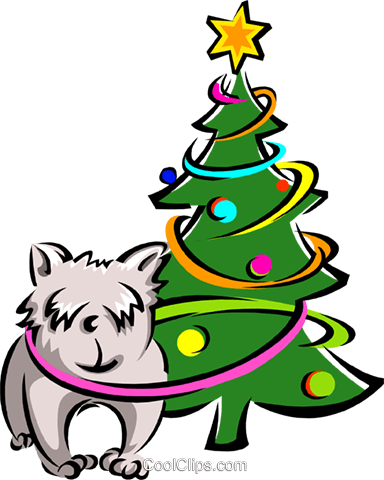 Dog And Christmas Tree Royalty Free Vector Clip Art - Dog And Christmas Tree Royalty Free Vector Clip Art (384x480)