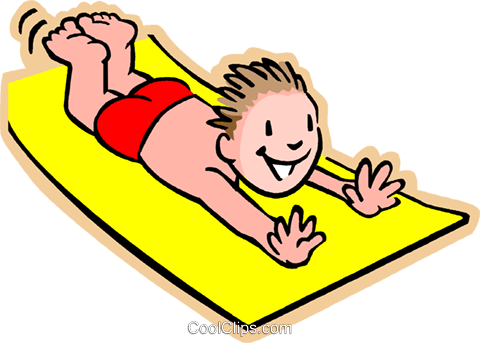 Boy On Water Slide Royalty Free Vector Clip Art Illustration - Slip N Slide Art (480x343)