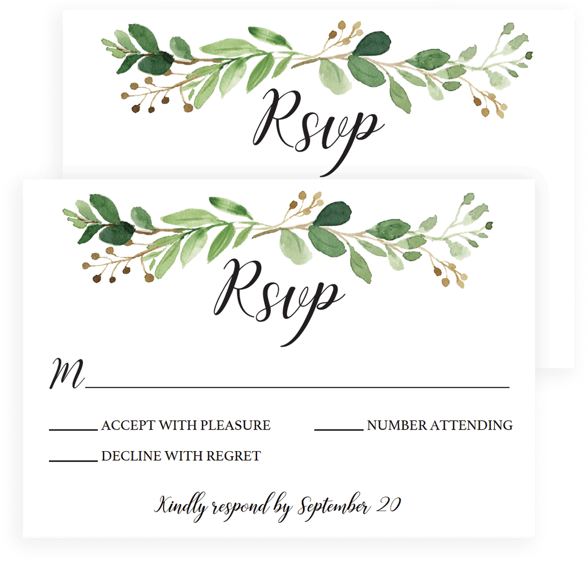 Free Printable Rsvp Wedding Cards - Grünes Blumenbrautparty Danken Ihnen Mitteilungskarte (1200x1500)