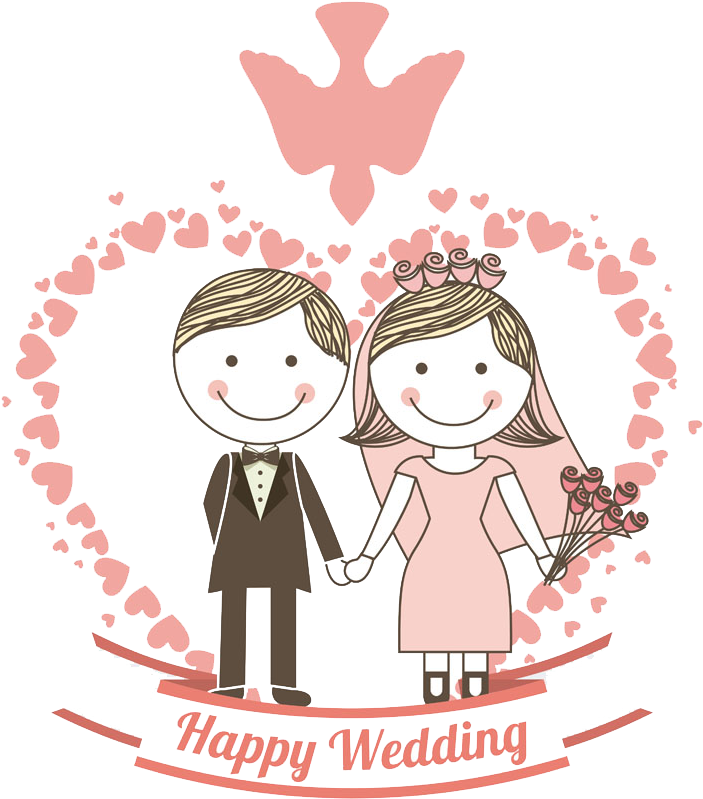 Wedding Invitation Illustration - Just Married 40mm Key Ring (932x1000)