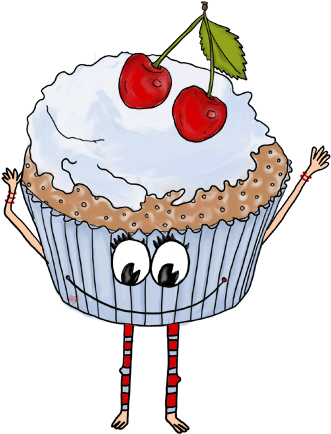 Cartoon Cupcakes - Cup Cakes Cartoon Face (342x450)