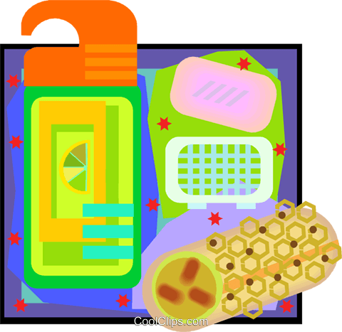 La Sponge With Soap And Body Gel Royalty Free Vector - La Sponge With Soap And Body Gel Royalty Free Vector (480x467)