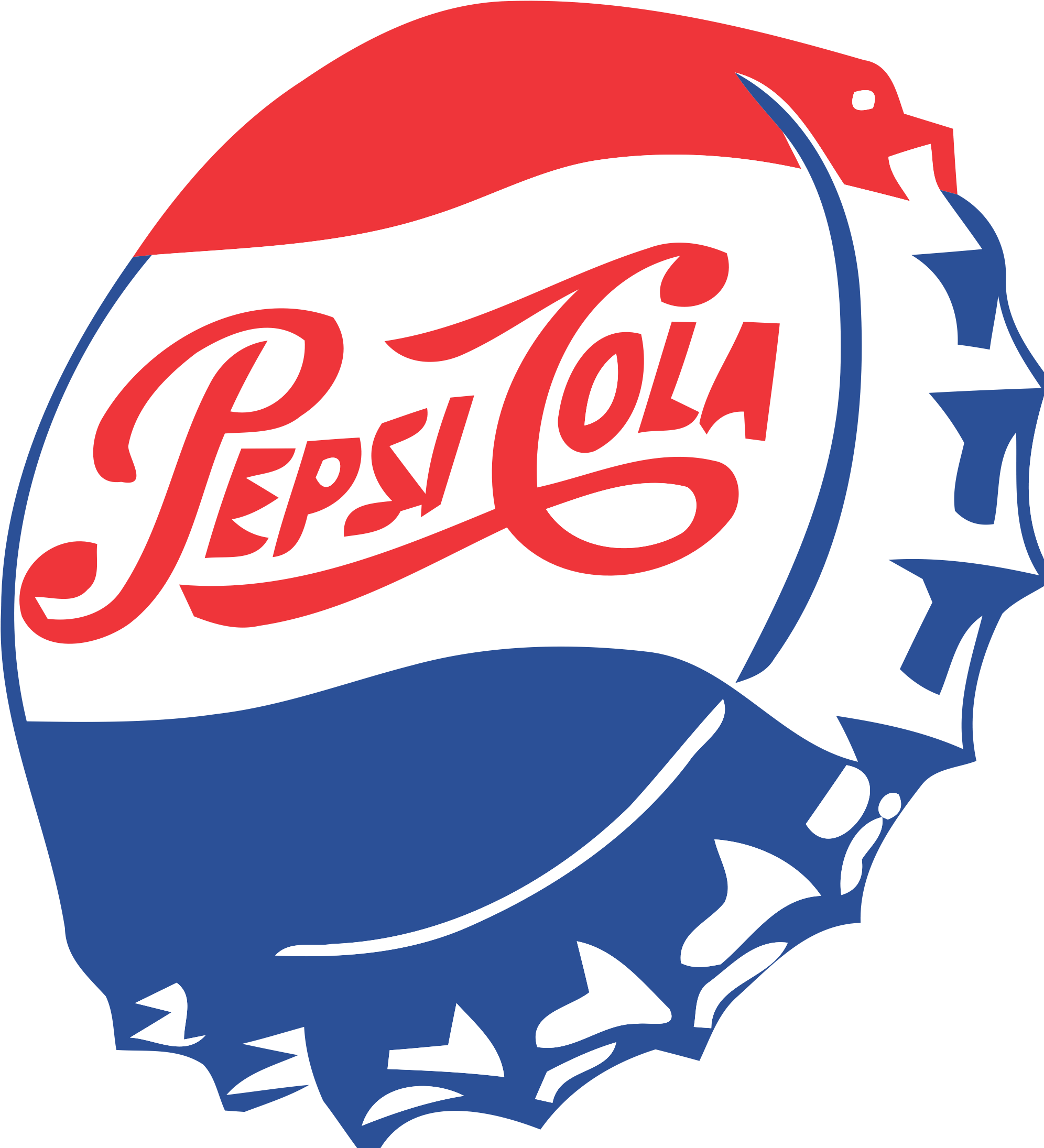 Vintage Pepsi Cap Clipart Transparent Png - Pepsi Cola Logo 1950 (2000x2200)