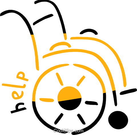 Wheel Chair With Help Message Royalty Free Vector Clip - Silla De Ruedas Vector (480x473)