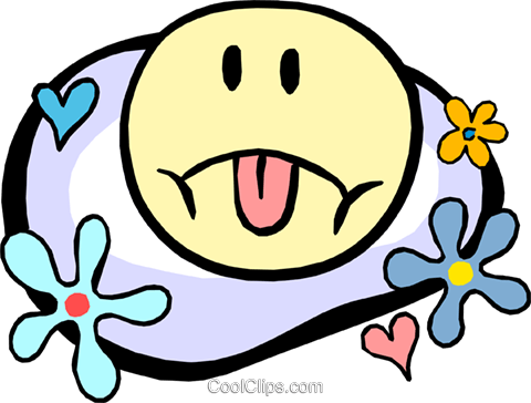 Sad Face In Flower Power Motif Royalty Free Vector - Smiley Face Clip Art (480x364)