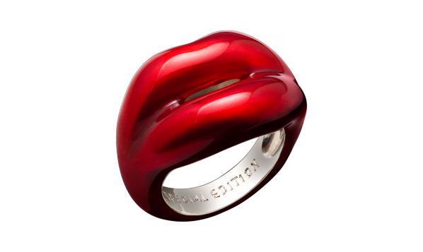 The Red Hot Lips Enamel Ring I Really Love - Lulu Guinness Red Lips Ring (598x357)