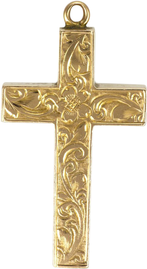 Victorian 9k Gold Engraved Cross - Cross (884x884)