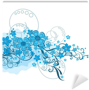 Turquoise Flowers Ornament On White Isolated Background - Turquoise (400x400)