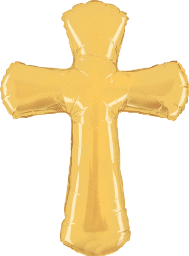 44" Gold Cross Balloon - Cross Balloon (369x500)
