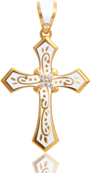 Woman's Cross “born To Be Happy” - Pingente Crucifixo Ouro 18k E Esmeralda (600x600)