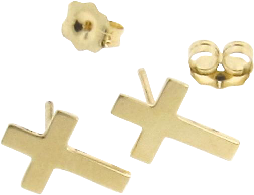 41 Cross Earrings Studs, Swarovski Rose Gold Side Cross - Gold Cross Earring Studs, Tiny Cross Stud Earrings (503x503)