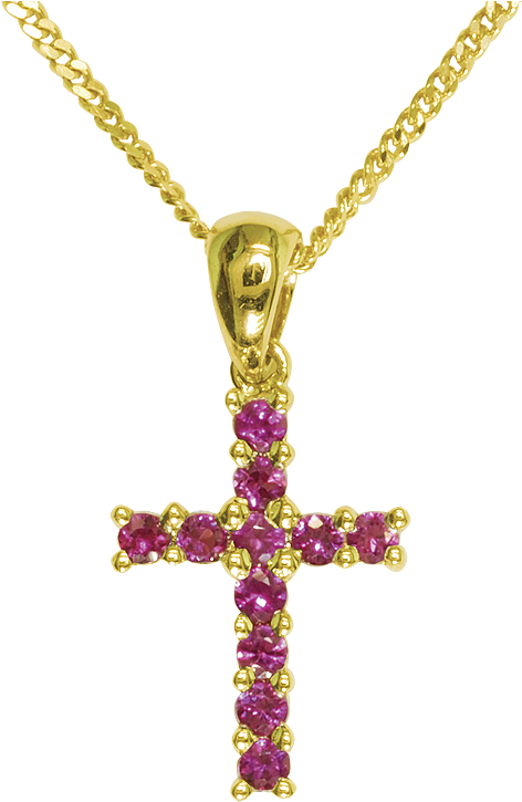 Ladies Shipton And Co 9ct Yellow Gold Cross Ruby Pendant - Pendant (800x800)