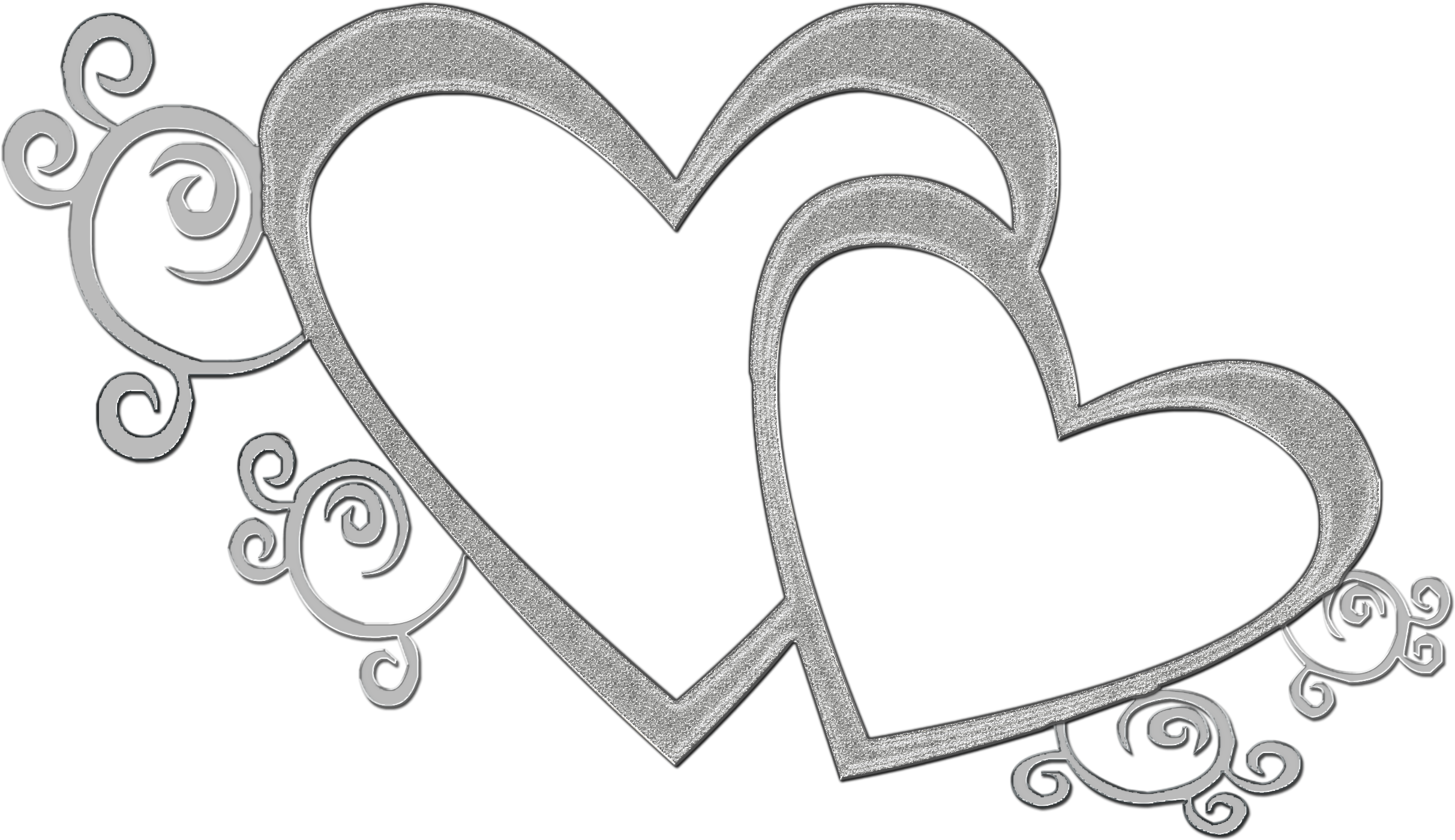 Heart Black And White Double Heart Clipart - Silver Wedding Frame Png (2500x1479)