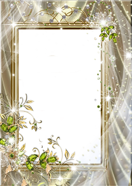 Beautiful Transparent Frame With Green Diamonds - Transparent Photo Frames Free Download (426x600)