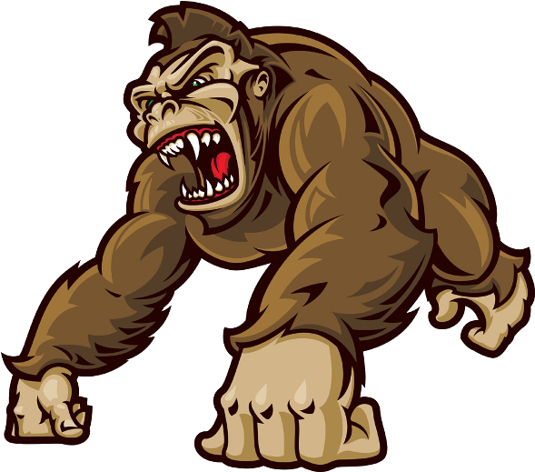 Brown Gorilla - Angry Gorilla Cartoon Vector (600x600)