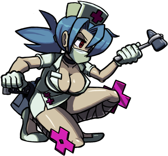 Valentine Hits Her Opponent With Her Knee-jerk Hammer - Cartoon (568x529)