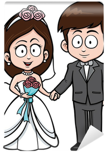 Vector Illustration Of Cartoon Wedding Couple Wall - Wedding Cartoons (400x400)