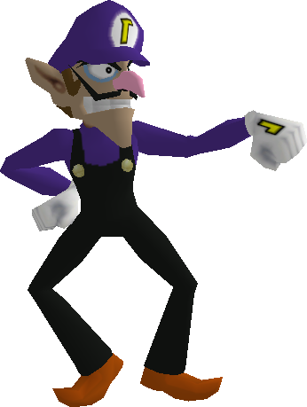 Waluigi Based On His Melee Trophy - Waluigi Mario Tennis Png (346x459)