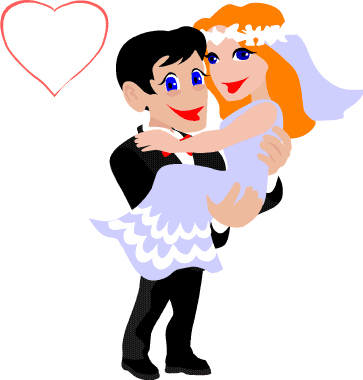 Bridal Clipart Of A Happy Irish Newlywed Couple Dancing - Bride And Groom Clip Art (363x380)