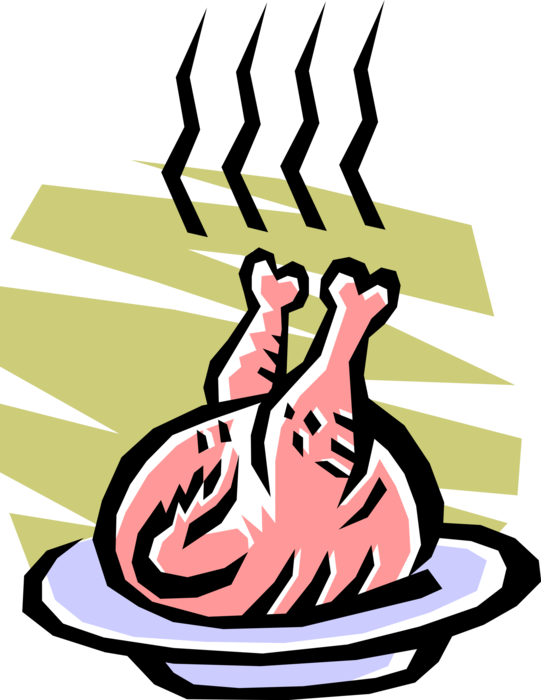 Vector Illustration Of Roast Chicken Or Turkey Poultry - Chicken Clipart (541x700)