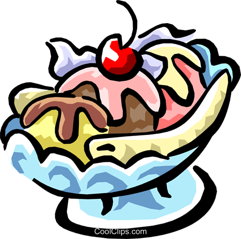 Banana Split Ice Cream Clip Art - Banana Split Ice Cream (480x476)
