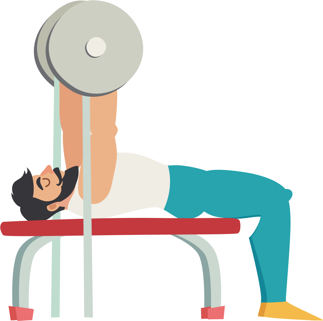 07，可使用adobe - Cartoon Bench Press Transparent (1280x1280)
