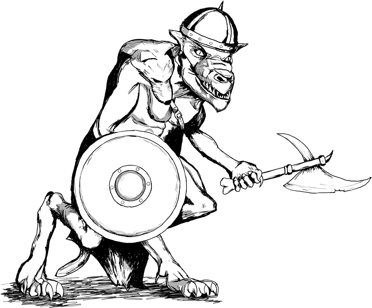 A Simple Black And White Illustration Of A Traditional - Kobold (800x723)