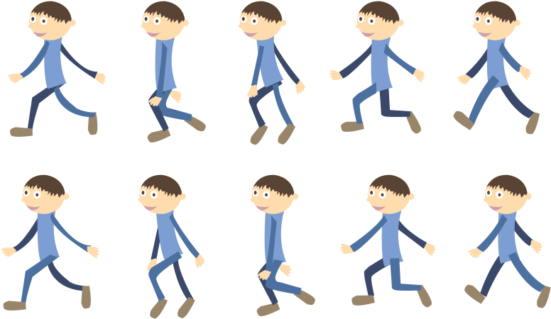 Walk Cycle Boy By Shokunin Basic In Svg - Walking Cartoon Animation (800x566)