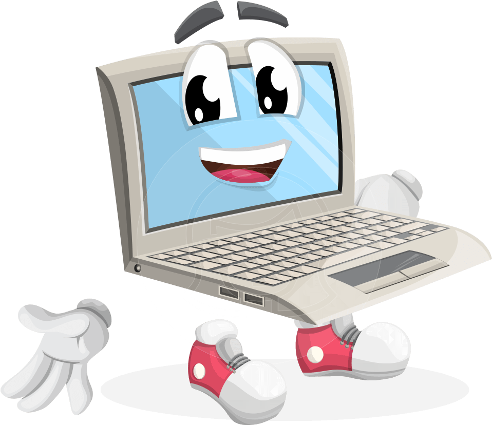 Vector Laptop Cartoon - Friendly Brain #1 Friendly Brain #1 Oval Ornament (957x1060)