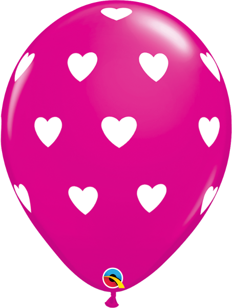 11" Valentines Day Big Hearts - Pink Balloons Heart White (453x600)