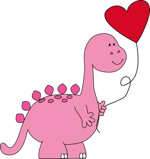 Dinosaur Valentine Balloon - Dinosaur Valentines Day Clip Art (518x550)