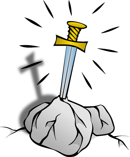 Legend, Sword, England, Stone, Rock - Sword In The Stone Cartoon (531x640)
